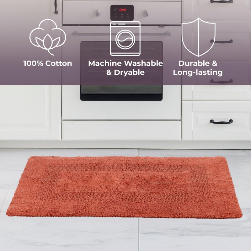 Lavish Home Bathroom Rugs - 2 - Piece Cotton Bathroom Mat Set - Machine Washable Bath Mats for Washroom, Kitchen, or Laundry Room by Lavish Home (Brick) - Image 2